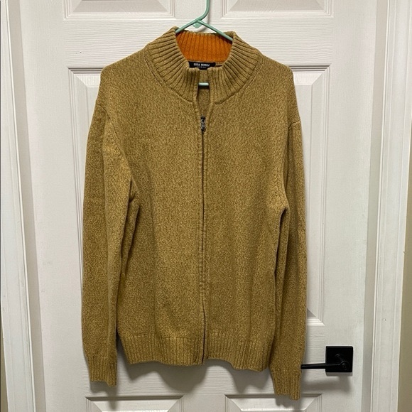 Luca Nobili Full Zip Made in Italy Wool Blend Tan Cardigan Sweater Size L - Picture 1 of 9